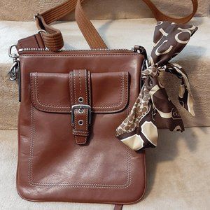 Coach All Leather Crossbody with Signature Logo Scarf